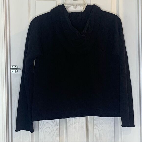 Athleta Black Hooded Sweatshirt Rope Trim Size Medium Cropped - Picture 11 of 11